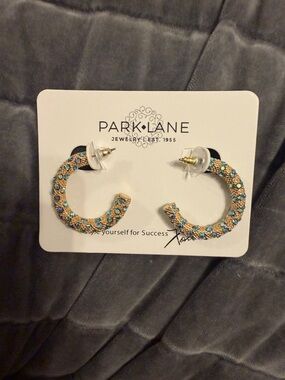 Park Lane Gold Hoop Earrings with Turquoise Stones